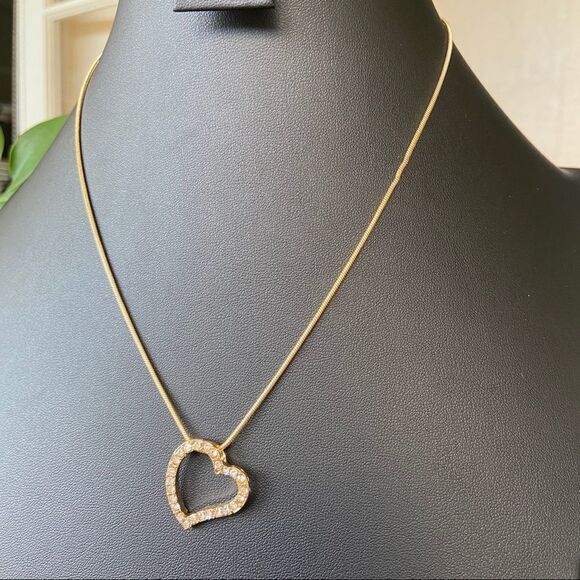 Gold Filled Open Heart Swarovski Crystals Necklace - Picture 5 of 7